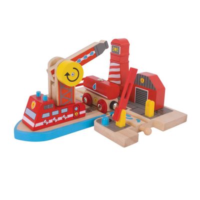 Bigjigs houten rails brandweerhaven