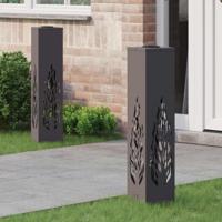 VidaXL Solar led pad licht 2 pcs zwart koudgewalst staal