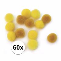 Rayher knutsel pompons - 60x - geel - 15 mm - Hobby en knutselen