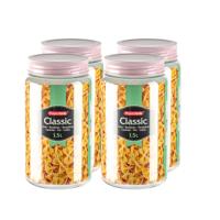 Plasticforte voedsel voorraadpot - 4x - weckpotten - roze - 1500 ml - kunststof - met draai deksel Plasticforte voedsel voorraadpot - 4x - weckpotten - roze - 1500 ml - kunststof - met draai deksel