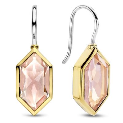 TI SENTO-Milano 7945NU Oorhangers zilver-kleursteen goud-en zilverkleurig-nude 8 x 22 mm