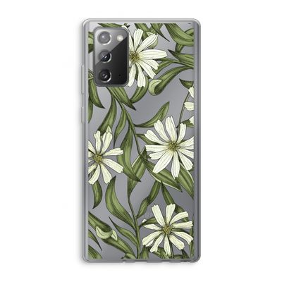 Wit bloemenpatroon: Samsung Galaxy Note 20 / Note 20 5G Transparant Hoesje