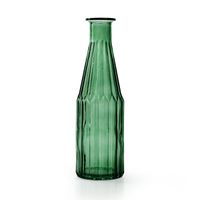 Jodeco Bloemenvaas Marseille - Fles model - glas - groen - H25 x D7 cm