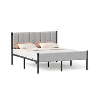 Eenpersoonsbedframe met zacht hoofdbord en stevig metalen frame, 160 x 200 cm