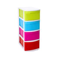 Ladeblok/bureau organizer met 4x lades - wit/gekleurd - L39 x B28.5 x H78 cm - kunststof - thumbnail