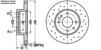 Remschijf ATE, Remschijftype: Geperforeerd, u.a. für Abarth