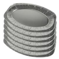 Aluminium BBQ/verjaardag/hapjes serveerschalen - zilver - 6x stuks - 43 x 28 cm - wegwerp