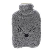 Warmwaterkruik - 2L - grijs - kruik met hoes - vos - dierenkruik