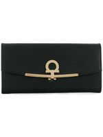 Ferragamo porte-monnaie Gancini en cuir - Noir