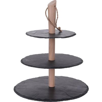 Excellent Houseware etagere 3-laags - D30/25/20 cm - Serveerplateau / etageres - van leisteen