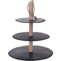 Excellent Houseware etagere 3-laags - D30/25/20 cm - Serveerplateau / etageres - van leisteen