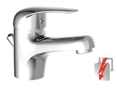 MAGNA ééngreepsmengkraan wastafel, lage druk, chroom keramische schijven geluidsarme, verwisselbare 40 mm-cartouche flexibele metalen aansluitslangen volgens DVGW/KTW-A 1 ¼" metalen-afvoerplug