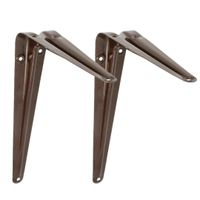 AMIG Plankdrager/planksteun van metaal - 2x - gelakt bruin - H250 x B200 mm