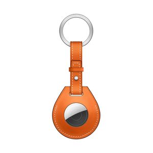 Apple AirTag PU Leren Ring Sleutelhanger - Oranje