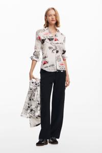 Bloemen tekst shirt - WHITE - M