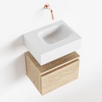 Toiletmeubel Mondiaz Andor | 40 cm | Meubelkleur Washed oak | Lex vrijhangend wastafel Talc Rechts | Zonder kraangat
