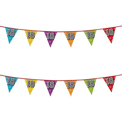 18 jaar verjaardag vlaggenlijn slinger - 2x stuks - feestartikelen - versieringen - 8 meter - Plasti