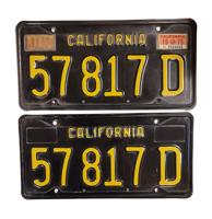 Californie Kentekenplaten - 1975 - Origineel (Set) Californie Kentekenplaten - 1975 - Origineel (Set)
