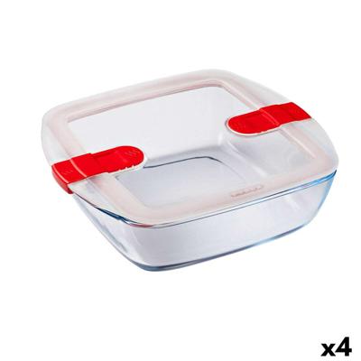 Hermetische Lunchtrommel Pyrex Cook & Heat 25 x 22 x 7 cm 2,2 L Transparant Glas (4 Stuks)