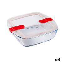 Hermetische Lunchtrommel Pyrex Cook & Heat 25 x 22 x 7 cm 2,2 L Transparant Glas (4 Stuks)