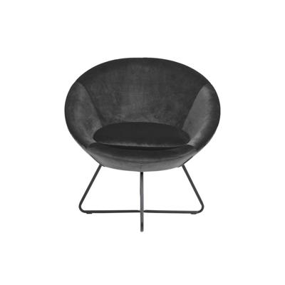 Leen Bakker - Fauteuil Forli - Fluweel - Donker - Velvet - Grijs - 72.5x82x79 Cm