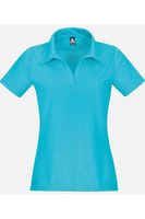 TRIGEMA Slim Fit Dames Poloshirt turquoise, Effen - thumbnail