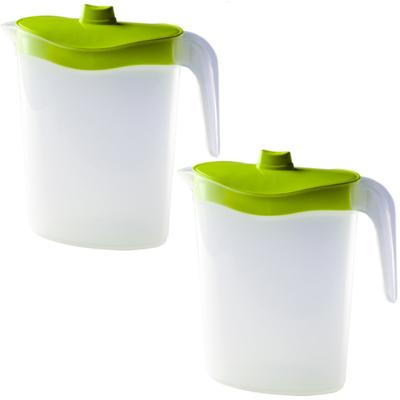 Waterkan/sapkan met groen deksel - 4x - 2,5 liter - kunststof - 11 x 26 cm - schenkkan/lim