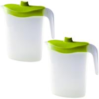 Waterkan/sapkan met groen deksel - 4x - 2,5 liter - kunststof - 11 x 26 cm - schenkkan/lim