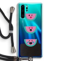 Smiley watermeloen: Huawei P30 Pro Transparant Hoesje met koord