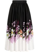 Elie Saab jupe à fleurs - Noir - thumbnail