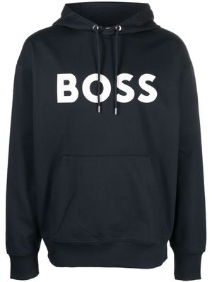 BOSS hoodie en coton à logo imprimé - Bleu
