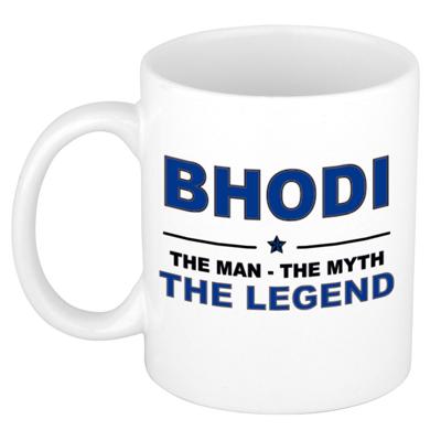 Bhodi cadeau mok - man myth legend - naam koffiemok / beker - wit en blauw - 300 ml