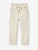 Paperbag broek voor meisjes met sjaal-riem met bloemen vanille