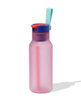 HEMA Waterfles Met Rietje 430ml Roze