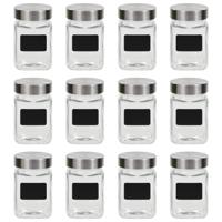 VidaXL Opbergpotten met stickers 12 st 300 ml