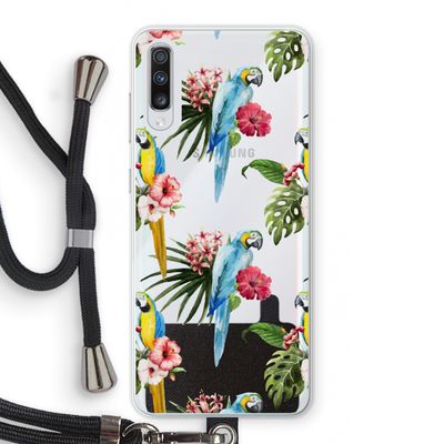 Kleurrijke papegaaien: Samsung Galaxy A70 Transparant Hoesje met koord