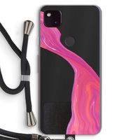 Paarse stroom: Pixel 4a 5G Transparant Hoesje met koord