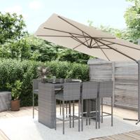7-delige Tuinbarset met kussens poly rattan grijs