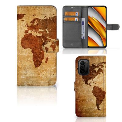 Poco F3 | Xiaomi Mi 11i Flip Cover Wereldkaart Poco F3 | Xiaomi Mi 11i Flip Cover Wereldkaart