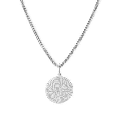 Gepersonaliseerde vingerafdruk ketting - Stainless steel - 13 mm - Zilver