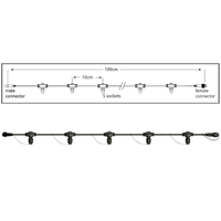 Hoofdkabel zwart 100cm 5 aansluitingen afstand 20cm PS230 Tronix Hoofdkabel zwart 100cm 5 aansluitingen afstand 20cm PS230 Tronix