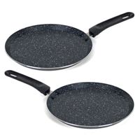 Set van 2x stuks aluminium zwarte pannenkoekenpannen/crepepannen 24 cm met anti-aanbak laag