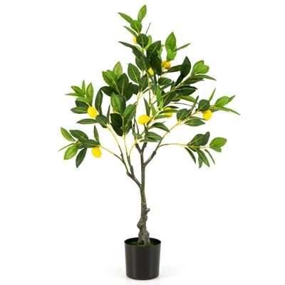 Kunstmatige Citroenboom Kunstmatige Citroenfruitplant Cementpot Groene Potplant Gemakkelijk te Onderhouden Citrusplant