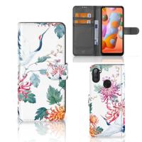 Samsung Galaxy M11 | A11 | Telefoonhoesje | Met pasjeshouder | Bird Flowers