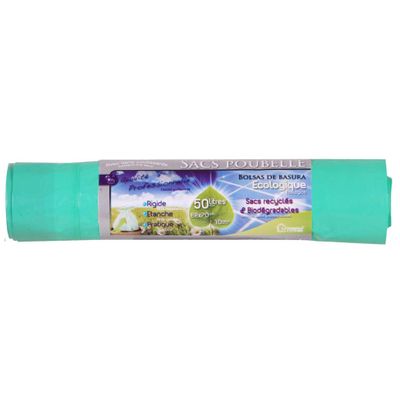 Afvalzakken/vuilniszakken bio - 10x - 50 liter - groen - trekbandsluiting