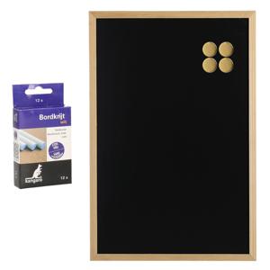 Krijtbord/schoolbord met magneten en 12x krijtjes - 40 x 60 cm