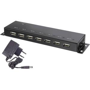 Renkforce RF-4791678 USB 2.0-hub 7 poorten Met metalen behuizing, Voor wandmontage Zwart