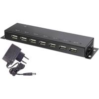 Renkforce RF-4791678 USB 2.0-hub 7 poorten Met metalen behuizing, Voor wandmontage Zwart - thumbnail