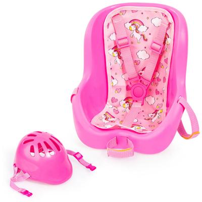 Fietsstoeltje met helm - roze