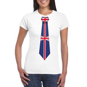 Wit t-shirt met Engeland vlag stropdas dames